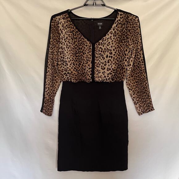 Nicole Miller Animal Print Dress 10 Y2K Leopard Mob Wife Sheer Edgy Sheer Club - Picture 12 of 12